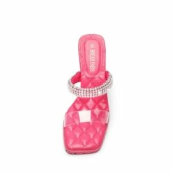 Rhinestone Strap Quilted Heel Sandals HOT PINK 13 Rhinestone Strap Quilted Heel Sandals HOT PINK -DREAM PAIRS Sales 0613 HOT PINK 3
