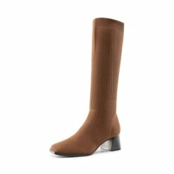 Water-Resistant Block Heel Knee High Boots BROWN -DREAM PAIRS Sales 0615 BROWN1