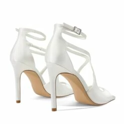 Cross Strappy Stiletto Heels WHITE-SATIN