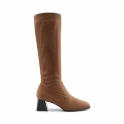 Front Page 25 Water-Resistant Block Heel Knee High Boots BROWN