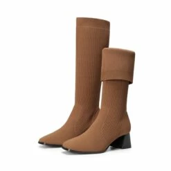 Water-Resistant Block Heel Knee High Boots BROWN -DREAM PAIRS Sales 0616 BROWN3