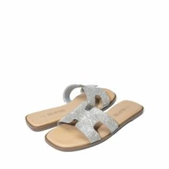 Cut-out Strap Light Sole Slide Sandals SILVER-RHINESTONE -DREAM PAIRS Sales 0616 SILVER RHINESTONE4