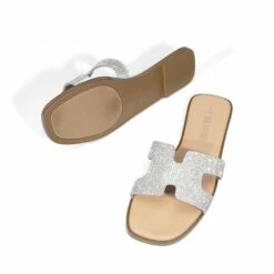 Cut-out Strap Light Sole Slide Sandals SILVER-RHINESTONE -DREAM PAIRS Sales 0616 SILVER RHINESTONE5