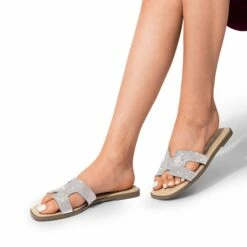 Cut-out Strap Light Sole Slide Sandals SILVER-RHINESTONE -DREAM PAIRS Sales 0616 SILVER RHINESTONE7