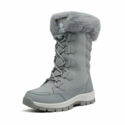 Non-Slip Mid Calf Faux Fur Snow Boots LIGHT GREY
