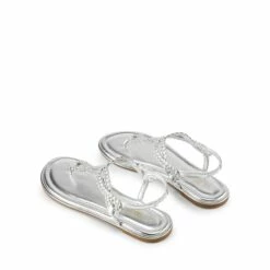 Comfortable T-Strap Thong Flat Sandals SILVER -DREAM PAIRS Sales 0619 SILVER4