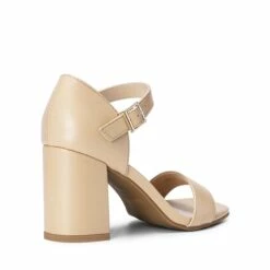 Square Toe Ankle Strap Block Heel Sandals NUDE -DREAM PAIRS Sales 0620 NUDE 4