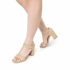 Square Toe Ankle Strap Block Heel Sandals NUDE -DREAM PAIRS Sales 0620 NUDE 7