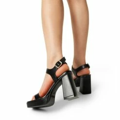 Platform Strap Chunky High Heel Sandals BLACK-PU -DREAM PAIRS Sales 0623 BLACK PU7