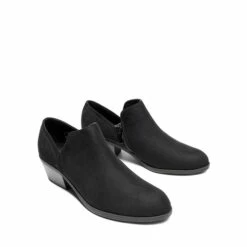 Side Zip Slip On Booties BLACK-SUEDE -DREAM PAIRS Sales 0623 BLACK SUEDE 5