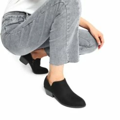 Side Zip Slip On Booties BLACK-SUEDE -DREAM PAIRS Sales 0623 BLACK SUEDE 7