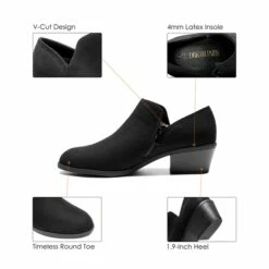 Side Zip Slip On Booties BLACK-SUEDE -DREAM PAIRS Sales 0623 BLACK SUEDE 8