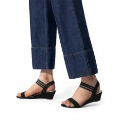 Slip On Elastic Strap Wedge Sandals BLACK-SUEDE -DREAM PAIRS Sales 0626 BLACK SUEDE7