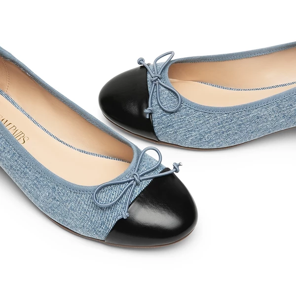 Bow Ballet Pumps DENIM BLUE BLACK 8 Bow Ballet Pumps DENIM BLUE BLACK - Image 6