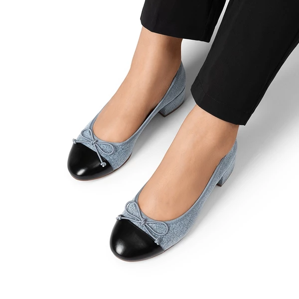 Bow Ballet Pumps DENIM BLUE BLACK 6 Bow Ballet Pumps DENIM BLUE BLACK - Image 4