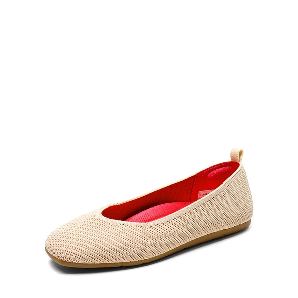 Square Toe Cushioned Knit Flats APRICOT-HOT PINK 7 Square Toe Cushioned Knit Flats APRICOT-HOT PINK - Image 5