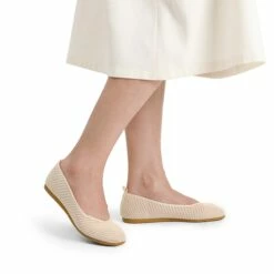Square Toe Cushioned Knit Flats APRICOT-HOT PINK