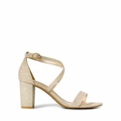 Criss Cross Chunky Heel Ankle Strap Sandals GOLD GLITTER -DREAM PAIRS Sales 0629 GOLD GLITTER 2