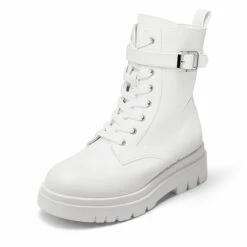 Platform Lace Up Lug Sole Combat Boots WHITE -DREAM PAIRS Sales 0629 NEW WHITE 1