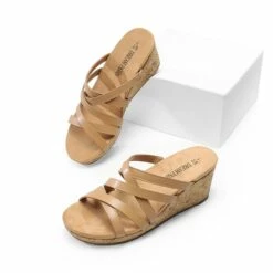 Velvety Layer Strappy Wedge Sandals NUDE -DREAM PAIRS Sales 0629 NUDE5