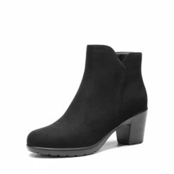 [Stand All Day Boots] Almond Toe Block Heel Ankle Booties BLACK-SUEDE -DREAM PAIRS Sales 0631 BLACK SUEDE 1