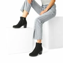 [Stand All Day Boots] Almond Toe Block Heel Ankle Booties BLACK-SUEDE -DREAM PAIRS Sales 0631 BLACK SUEDE 7