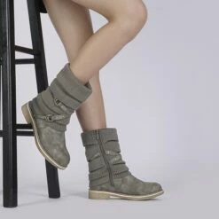Buckle Strap Mid Calf Snow Boots GREY -DREAM PAIRS Sales 0632 DREAM PAIRS Women OUSSIE GREY 7