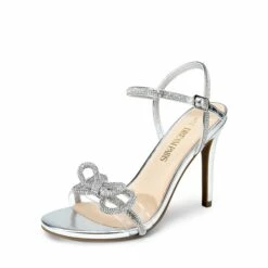 Double Bowknots Rhinestone Stiletto Heels SILVER-PU -DREAM PAIRS Sales 0632 SILVER PU1 1