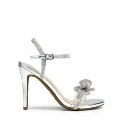 Double Bowknots Rhinestone Stiletto Heels SILVER-PU -DREAM PAIRS Sales 0632 SILVER PU2