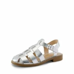 Gladiator Woven Fisherman Flat Sandals SILVER PU