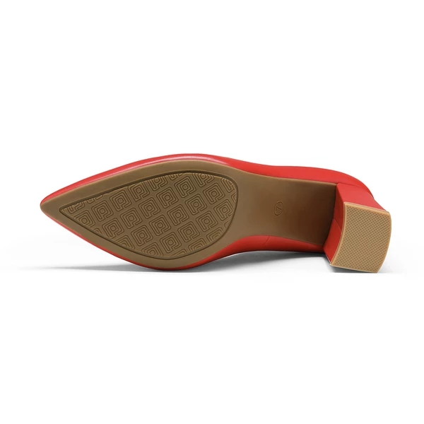 Pointed Toe Chunky High Heel Pumps RED PU 3 Pointed Toe Chunky High Heel Pumps RED PU