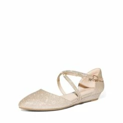 V-shaped Cutout Low Wedge Flats GOLD-GLITTER 15 V-shaped Cutout Low Wedge Flats GOLD-GLITTER -DREAM PAIRS Sales 0643 GOLD GLITTER 1