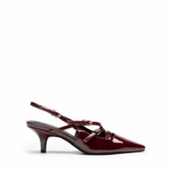 Buckle Slingback Stiletto Heel Pumps RED WINE