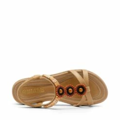 Elastic Ankle Strap Bohemian Flat Sandals NUDE PU -DREAM PAIRS Sales 0645 NUDE 2