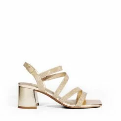 Square Toe Strappy Chunky Sandals GOLD GLITTER -DREAM PAIRS Sales 0646 GOLD GLITTER 2