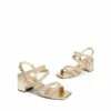 Square Toe Strappy Chunky Sandals GOLD GLITTER