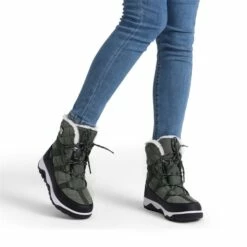 Rubber Faux Fur Lined Waterproof Snow Boots GREY