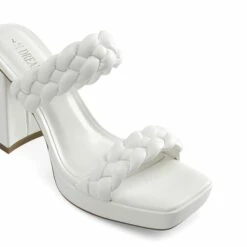 Two Braided Strap Platform Heels WHITE-PU -DREAM PAIRS Sales 0652 white 5