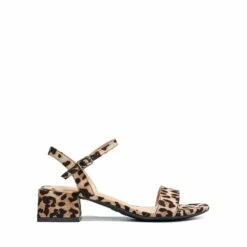 Open Toe Ankle Strap Low Heel Sandals LEOPARD-SUEDE -DREAM PAIRS Sales 0653 LEOPARD 2