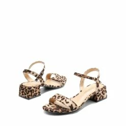 Open Toe Ankle Strap Low Heel Sandals LEOPARD-SUEDE -DREAM PAIRS Sales 0653 LEOPARD 5