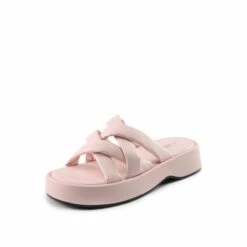 [Wonder Cloud] Rhea Criss Cross Slide Platform Sandals PINK -DREAM PAIRS Sales 0653 PINK 1
