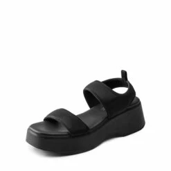 Comfort Low Wedge Square Toe Platform Sandals BLACK -DREAM PAIRS Sales 0655 BLACK 1