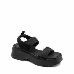 Comfort Low Wedge Square Toe Platform Sandals BLACK -DREAM PAIRS Sales 0655 BLACK 3