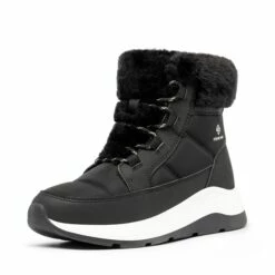 Faux Fur Winter Ankle Boots BLACK