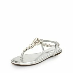 Rhinestone T-Strap Flat Sandals SILVER -DREAM PAIRS Sales 0700 SILVER PU1 1