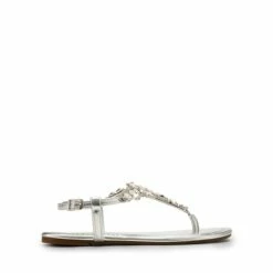 Rhinestone T-Strap Flat Sandals SILVER -DREAM PAIRS Sales 0700 SILVER PU2