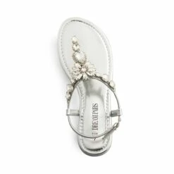 Rhinestone T-Strap Flat Sandals SILVER -DREAM PAIRS Sales 0700 SILVER PU3