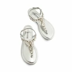 Rhinestone T-Strap Flat Sandals SILVER -DREAM PAIRS Sales 0700 SILVER PU4