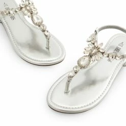 Rhinestone T-Strap Flat Sandals SILVER -DREAM PAIRS Sales 0700 SILVER PU5
