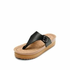 Arch Support Platform Thong Sandals BLACK -DREAM PAIRS Sales 0701 BLACK 1